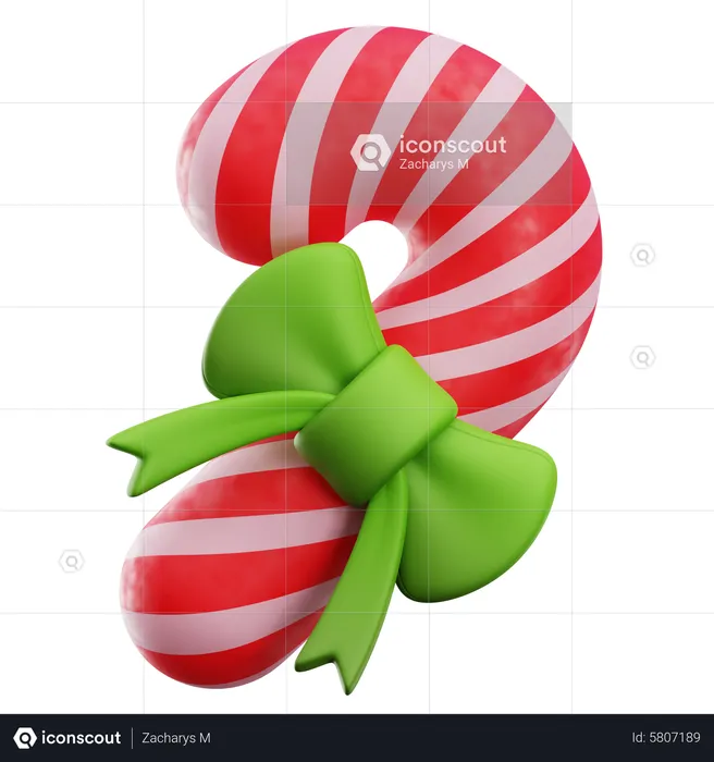 Christmas Candy Cane  3D Icon