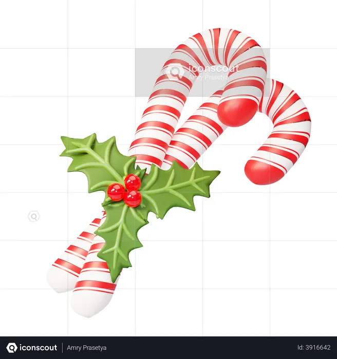 Christmas candy cane  3D Illustration