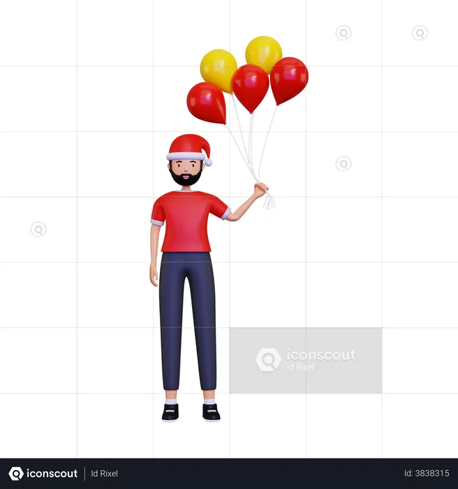 Christmas celebration with balloons  3D Illustration