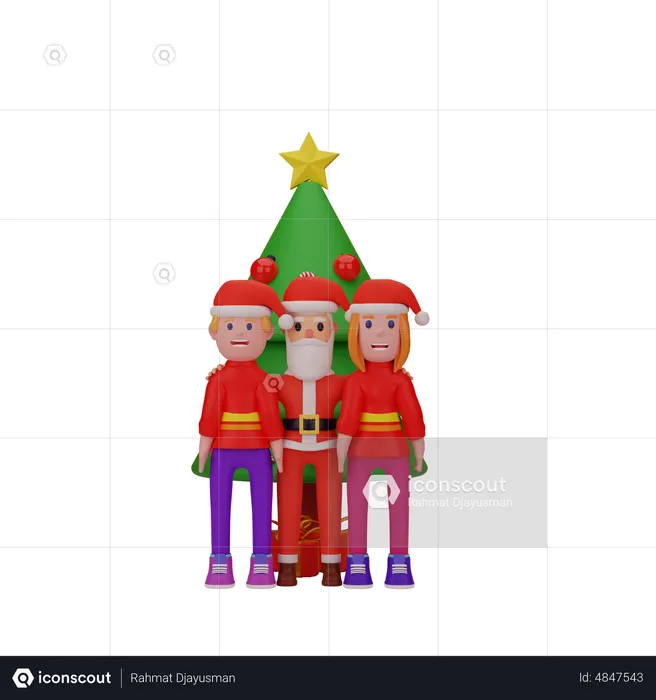 Christmas Celebration With Santa Claus  3D Illustration