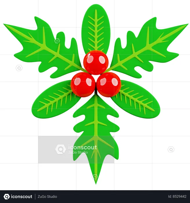 Christmas Cherry Decorations  3D Icon