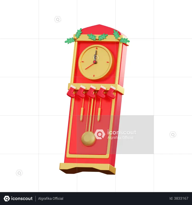 Christmas Clock  3D Illustration