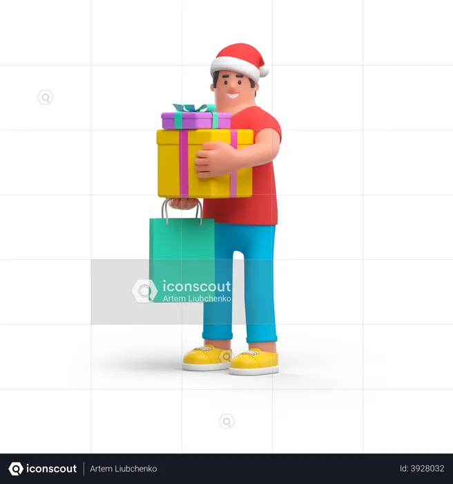 Christmas Courier  3D Illustration
