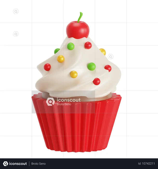 Christmas cupcake  3D Icon