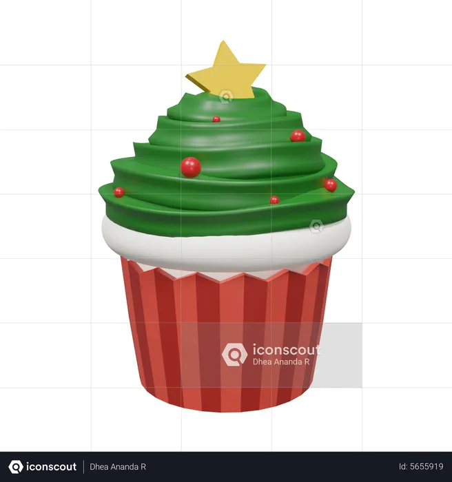 Christmas Cupcake  3D Icon