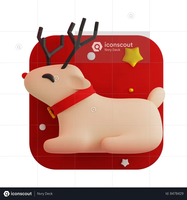 Christmas cute raindeer  3D Icon
