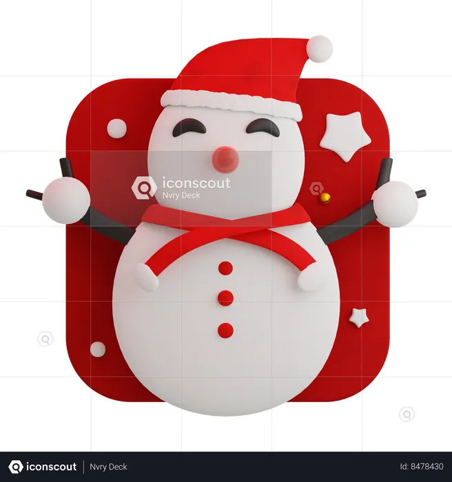 Christmas cute snowman  3D Icon