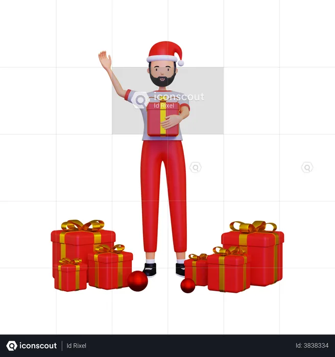 Christmas day celebration with gift box  3D Illustration