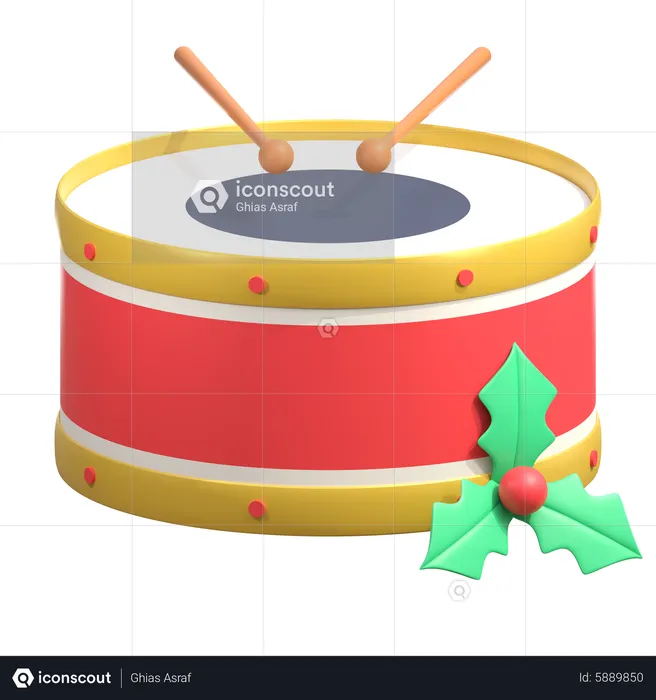 Christmas Drum  3D Icon