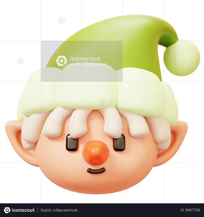 Christmas Elf Head  3D Icon