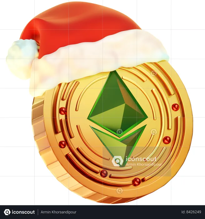 Christmas Ethereum Coin  3D Icon