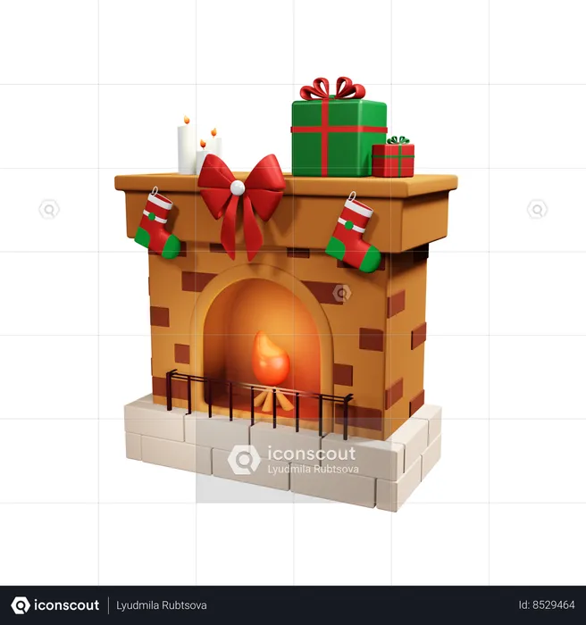 Christmas Fireplace  3D Icon