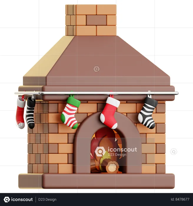 Christmas Fireplace  3D Icon