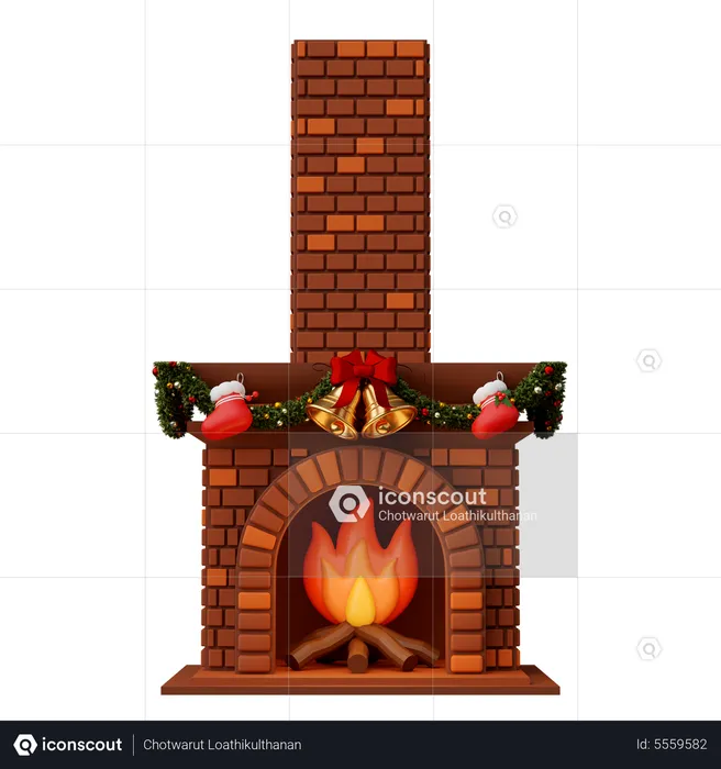 Christmas Fireplace  3D Icon