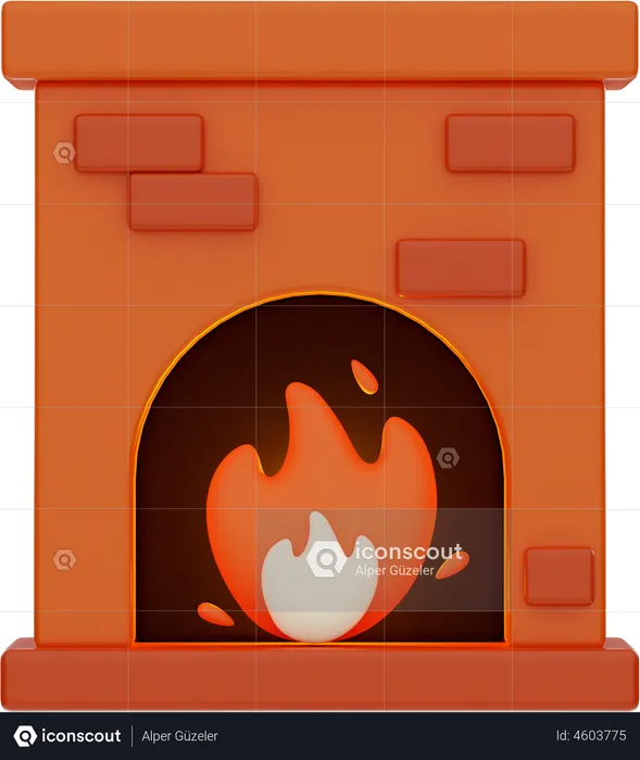 Christmas Fireplace  3D Illustration