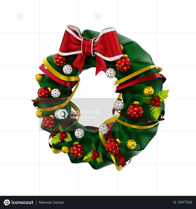 Christmas flower wreath 3D Illustration
