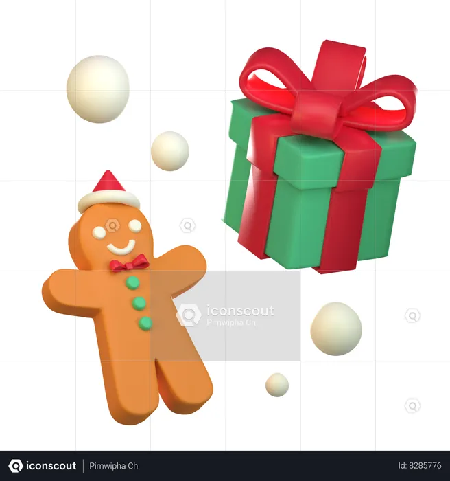 Christmas Gift And Cookies  3D Icon