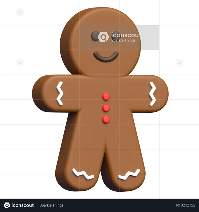 Christmas Gingerbread Man  3D Icon