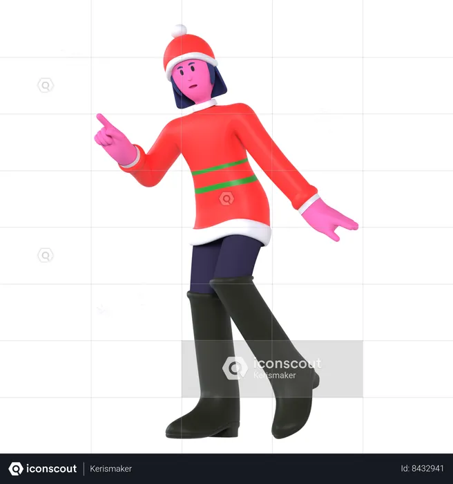 Christmas Girl Enjoying Snowfall  3D Icon