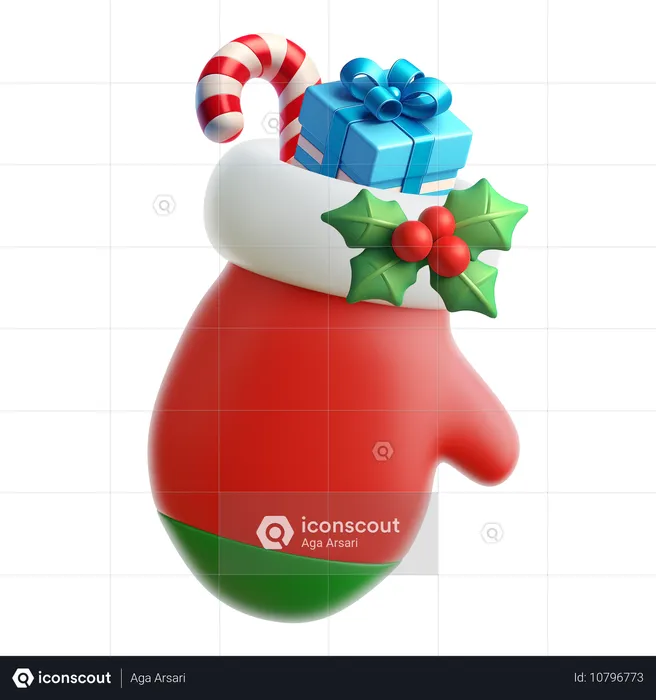 Christmas Glove  3D Icon