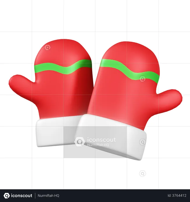 Christmas Gloves  3D Illustration