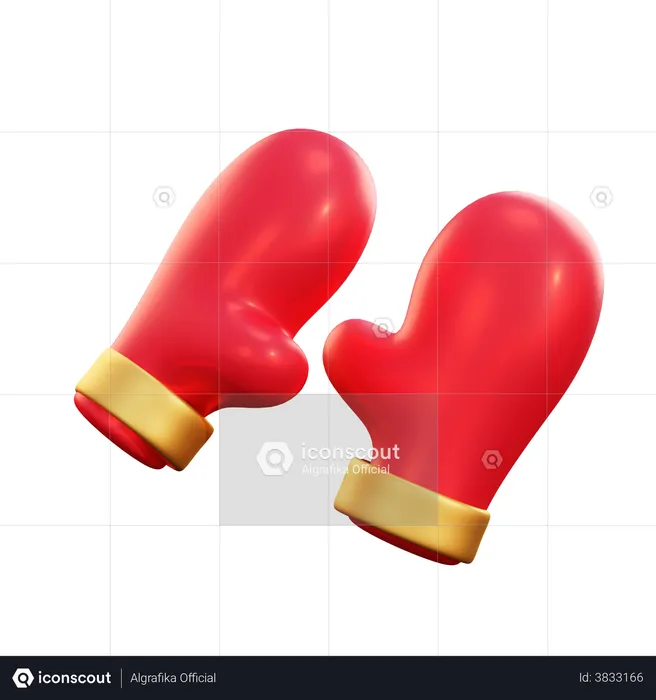 Christmas Gloves  3D Illustration