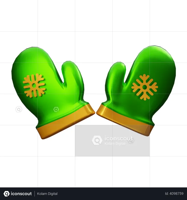 Christmas Gloves  3D Illustration
