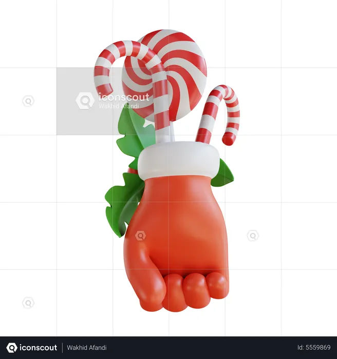 Christmas Gloves And Candy  3D Icon
