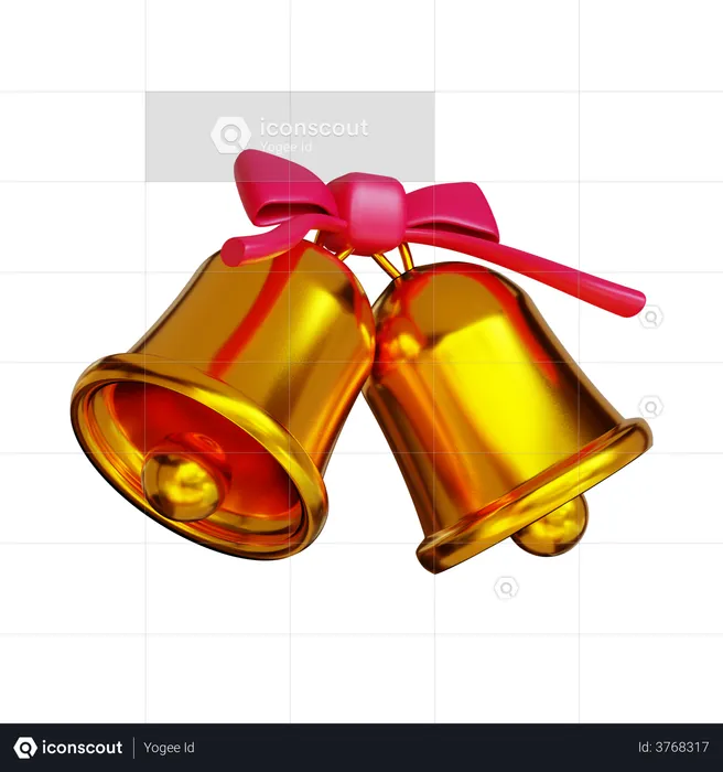 Christmas Golden Bell  3D Illustration