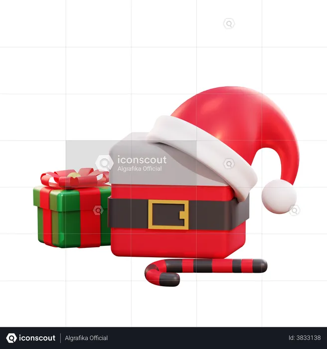 Christmas Green Giftbox And Santa Giftbox  3D Illustration