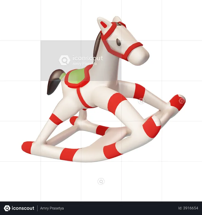 Christmas horse toy  3D Illustration
