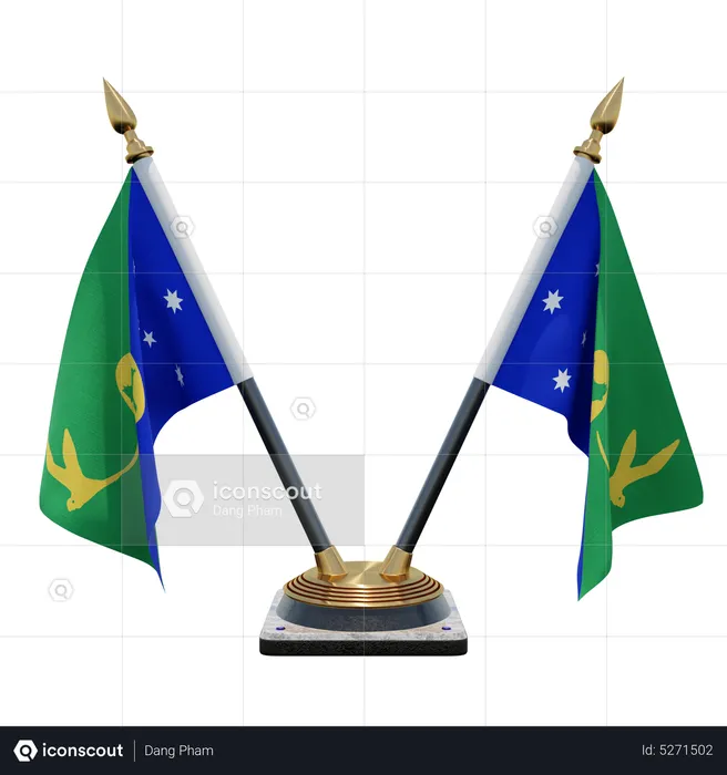 Christmas Island Double (V) Desk Flag Stand Flag 3D Icon