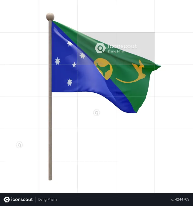 Christmas Island Flagpole Flag 3D Illustration