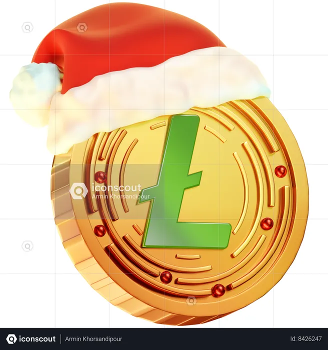 Christmas Litecoin Coin  3D Icon