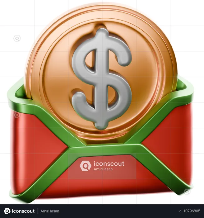 Christmas Money Envelope  3D Icon