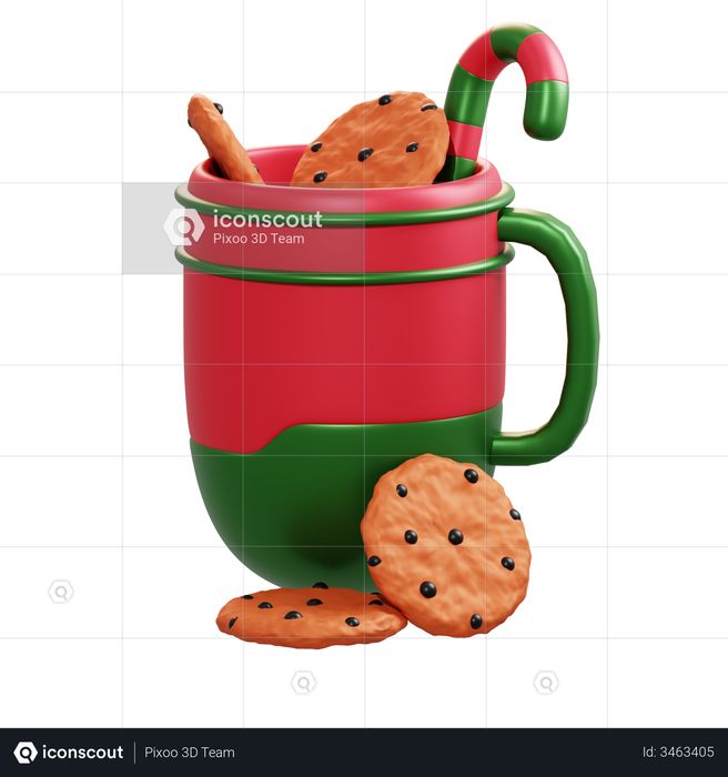 Christmas Mug And Cookie 3D Illustration