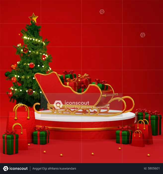 Christmas Podium  3D Illustration