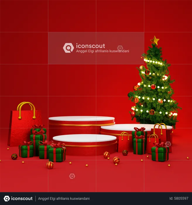 Christmas Podium  3D Illustration