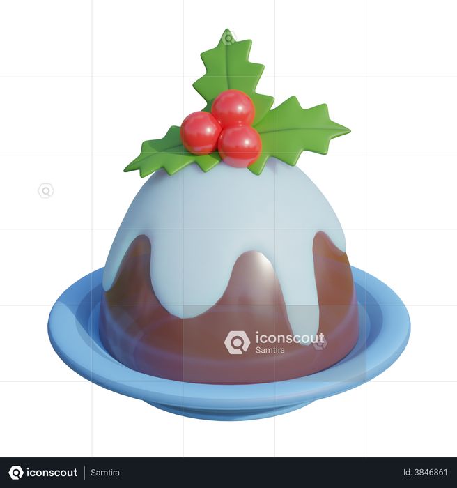 Christmas Pudding 3D Illustration
