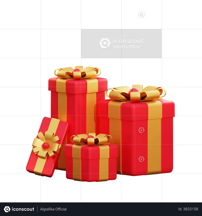 Christmas Red Giftbox  3D Illustration