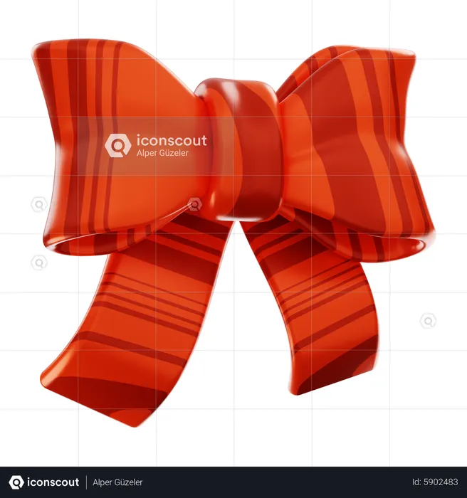 Christmas Red Ribbon  3D Icon