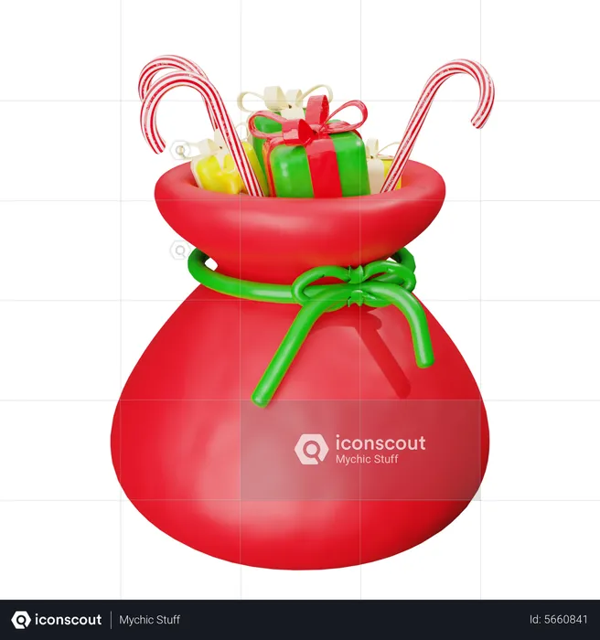 Christmas Santa Gift Bag  3D Icon