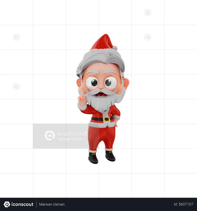 Christmas Santa Showing Up Gesture  3D Illustration