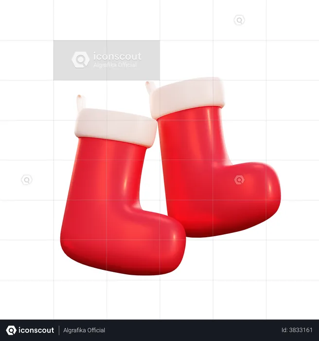 Christmas Santa Sock  3D Illustration