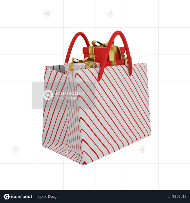 Christmas Shopping Bag  3D Illustration