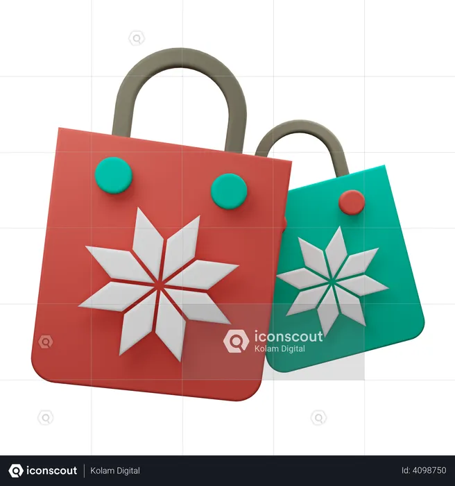 Christmas Shopping Bag  3D Illustration