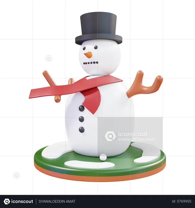 Christmas Snowman  3D Illustration