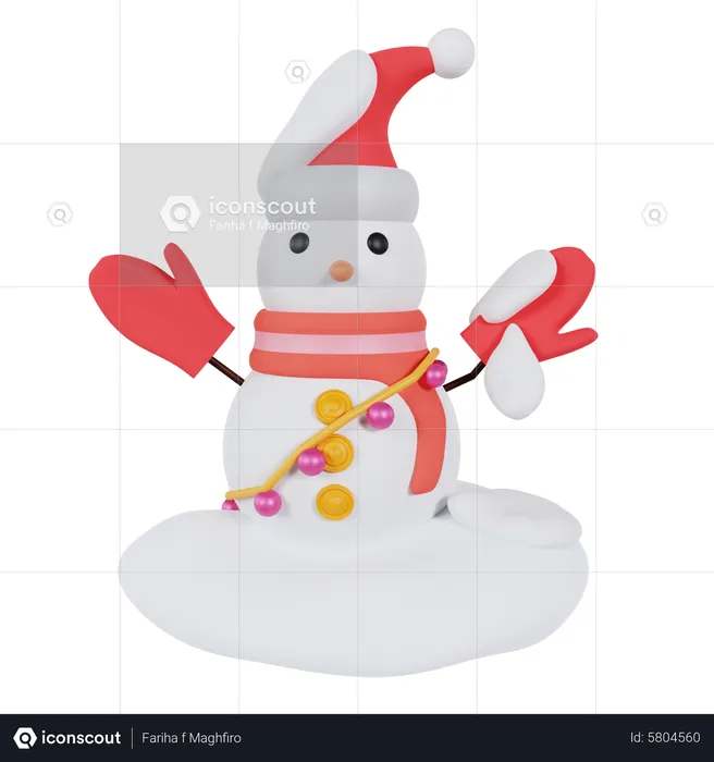 Christmas Snowman  3D Icon