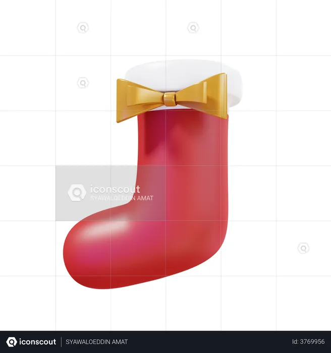 Christmas Sock With Ribbon  3D Illustration