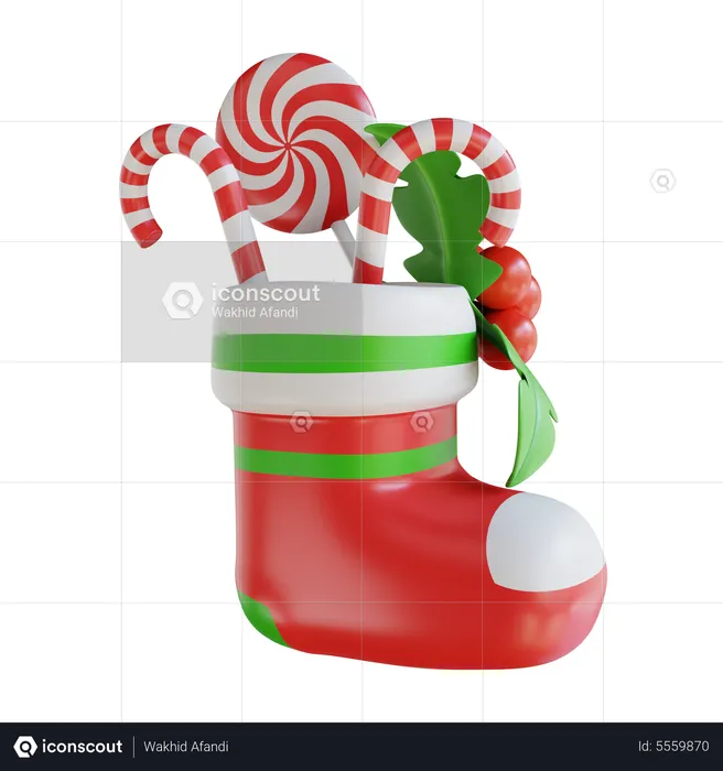 Christmas Socks And Candy  3D Icon